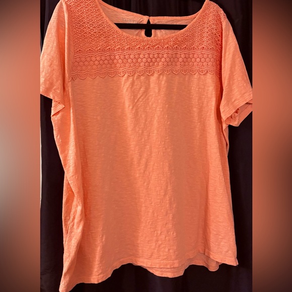Pink/Peach Talbots Shirt with Lace Accent. - Picture 1 of 2
